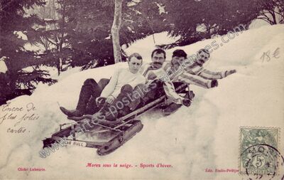 Carte postale ancienne Morez sous la neige. - Sports d'hiver — Morez (Jura)