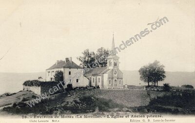 Carte postale ancienne L'Eglise et Ancien prieuré — La Mouille (Jura)