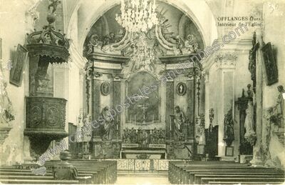 Carte postale ancienne Intérieur de l'Église — Offlanges (Jura)