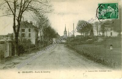 Carte postale ancienne Route de Gendrey — Orchamps (Jura)