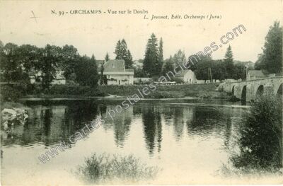 Carte postale ancienne Vue sur le Doubs — Orchamps (Jura)