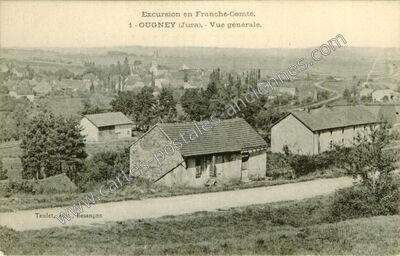 Carte postale ancienne Vue générale — Ougney (Jura)