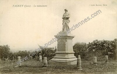 Carte postale ancienne Le monument — Pagney (Jura)