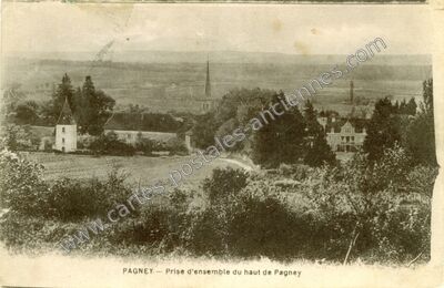 Carte postale ancienne Prise d'ensemble du haut de Pagney — Pagney (Jura)