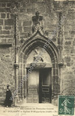 Carte postale ancienne Eglise St-Hippolyte (1429) — Poligny (Jura)