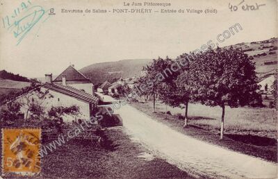 Carte postale ancienne Environs de Salins - Entrée du Village (Sud) — Pont-d'Héry (Jura)