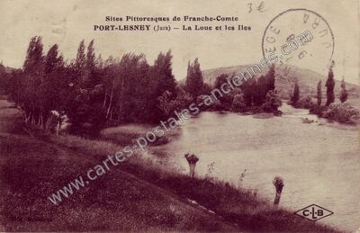 Carte postale ancienne La Loue et les Iles — Port-Lesney (Jura)