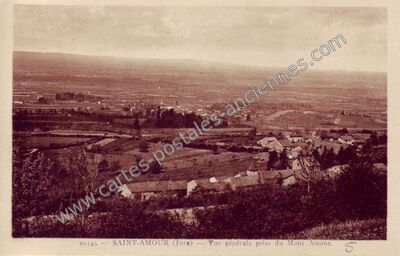 Carte postale ancienne Vue générale prise du Mont Amour — Saint-Amour (Jura)