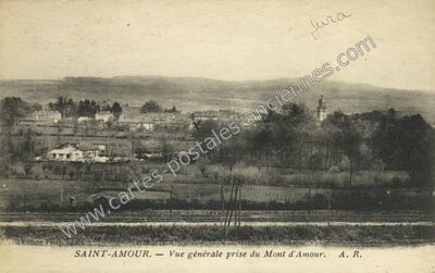 Carte postale ancienne Vue générale prise du Mont d'Amour — Saint-Amour (Jura)