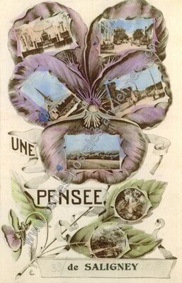 Carte postale ancienne Une pensée — Saligney (Jura)
