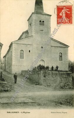 Carte postale ancienne L'Eglise — Saligney (Jura)