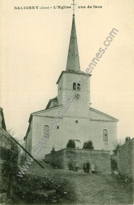 Carte postale ancienne L'Eglise vue de face — Saligney (Jura)