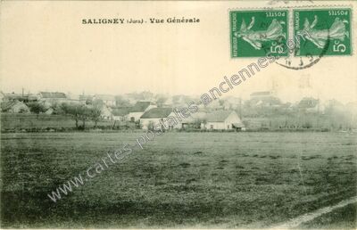 Carte postale ancienne Vue Générale — Saligney (Jura)