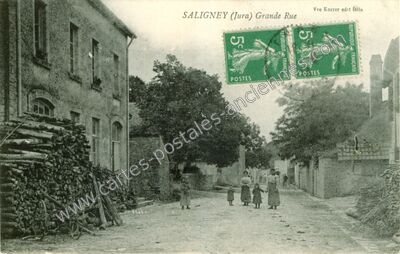 Carte postale ancienne Grande Rue — Saligney (Jura)