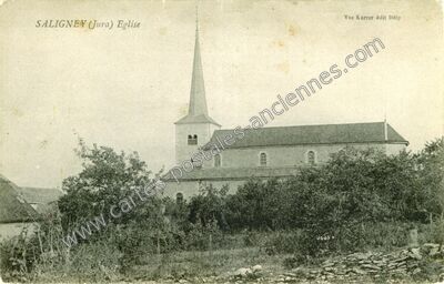 Carte postale ancienne Eglise — Saligney (Jura)