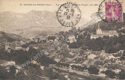 Carte postale ancienne Vue générale -- Le mont Poupet — Salins-les-Bains (Jura)