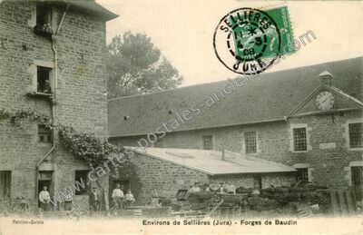 Carte postale ancienne Forges de Baudin — Sellières (Jura)