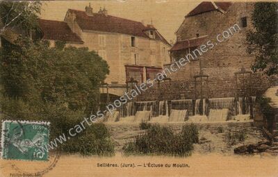 Carte postale ancienne L'Écluse du Moulin — Sellières (Jura)