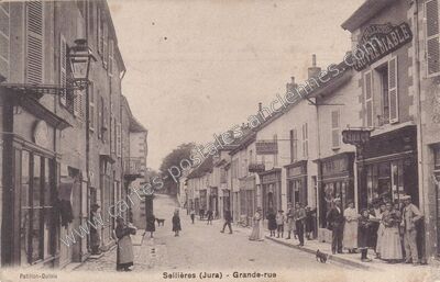 Carte postale ancienne Grande-rue — Sellières (Jura)