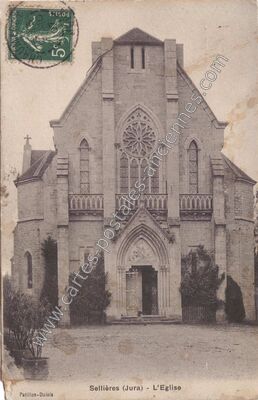Carte postale ancienne L'Eglise — Sellières (Jura)