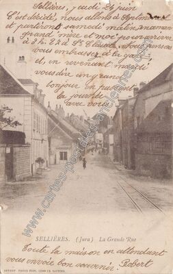 Carte postale ancienne La Grande Rue — Sellières (Jura)