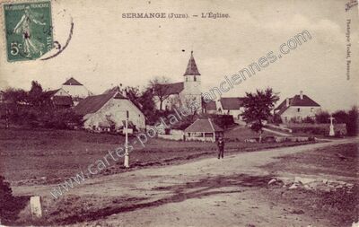 Carte postale ancienne L'Église — Sermange (Jura)