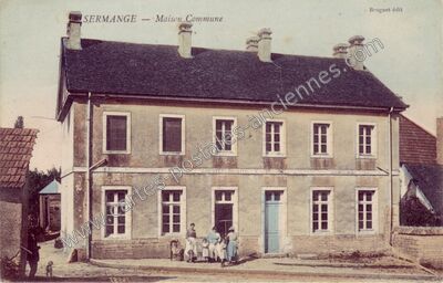 Carte postale ancienne Maison Commune — Sermange (Jura)