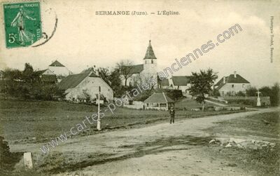 Carte postale ancienne L'Église — Sermange (Jura)