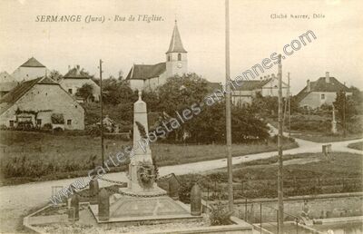Carte postale ancienne Rue de l'Eglise — Sermange (Jura)