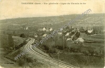 Carte postale ancienne Vue générale - Ligne du Chemin de fer — Taxenne (Jura)