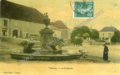 Carte postale ancienne La Fontaine — Thervay (Jura)
