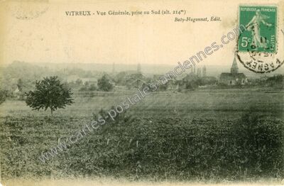 Carte postale ancienne Vue Générale, prise au Sud — Vitreux (Jura)
