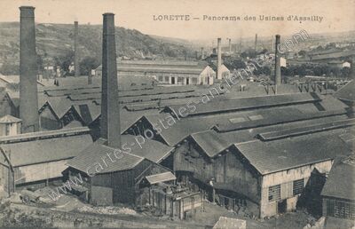 Carte postale ancienne Panorama des Usines d'Assailly — Lorette (Loire)