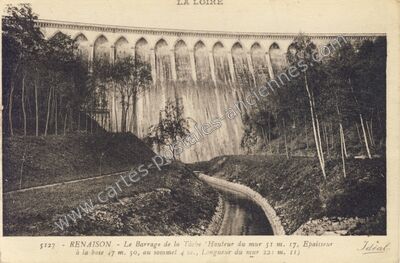 Carte postale ancienne Le Barrage de la Tâche — Renaison (Loire)
