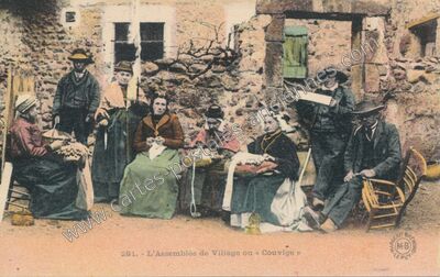 Carte postale ancienne L'Assemblee du Village — Non Localisée (Haute-Loire)