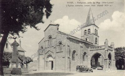Carte postale ancienne L'Eglise romane (mon. hist. classé XIIe s.) — Polignac (Haute-Loire)