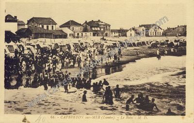 Carte postale ancienne Le Bain — Capbreton (Landes)