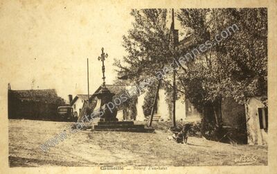 Carte postale ancienne Bourg d'en-haut — Cauneille (Landes)