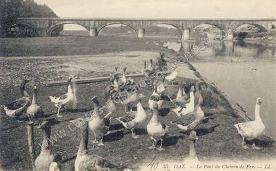 Carte postale ancienne Le Pont du Chemin de Fer — Dax (Landes)