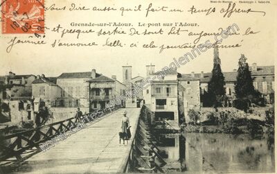 Carte postale ancienne Le pont sur l'Adour — Grenade-sur-l'Adour (Landes)
