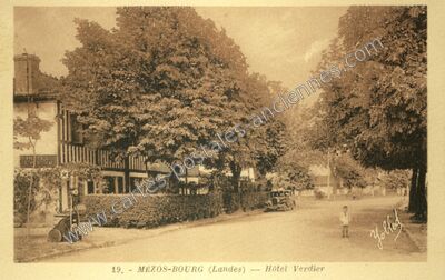 Carte postale ancienne Hôtel Verdier — Mézos (Landes)