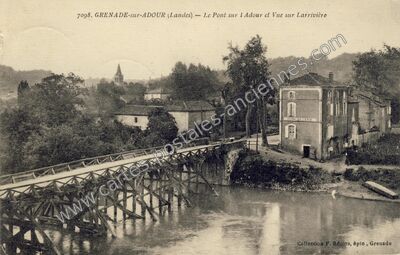 Carte postale ancienne Le Pont sur l Adour et Vue sur Larrivière — Grenade-sur-l'Adour (Landes)