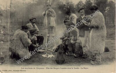 Carte postale ancienne Berger Landais — Non Localisée (Landes)