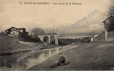 Carte postale ancienne Les bords de la Midouze — Mont-de-Marsan (Landes)