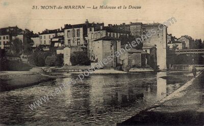 Carte postale ancienne La Midouze et la Douze — Mont-de-Marsan (Landes)
