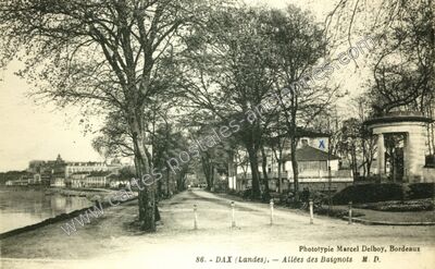 Carte postale ancienne Allées des Baignots — Dax (Landes)