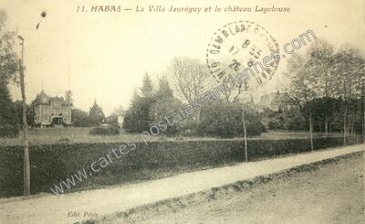 Carte postale ancienne La Villa Jauréguy et le château Lagelouse — Habas (Landes)