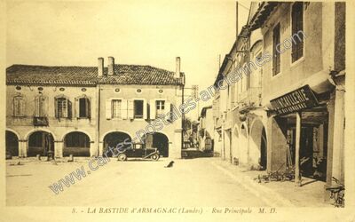 Carte postale ancienne Rue Principale — Labastide-d'Armagnac (Landes)
