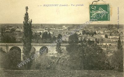 Carte postale ancienne Vue générale — Roquefort (Landes)