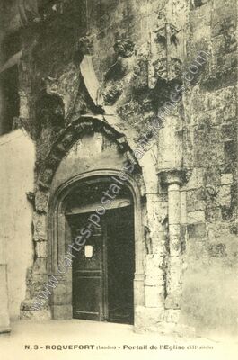 Carte postale ancienne Portail de l'Eglise (XIIe siècle) — Roquefort (Landes)